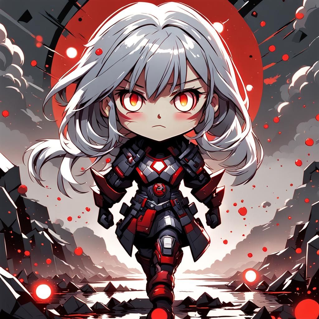 Chibi Anime Girl with Sad Face in Comic Art Style