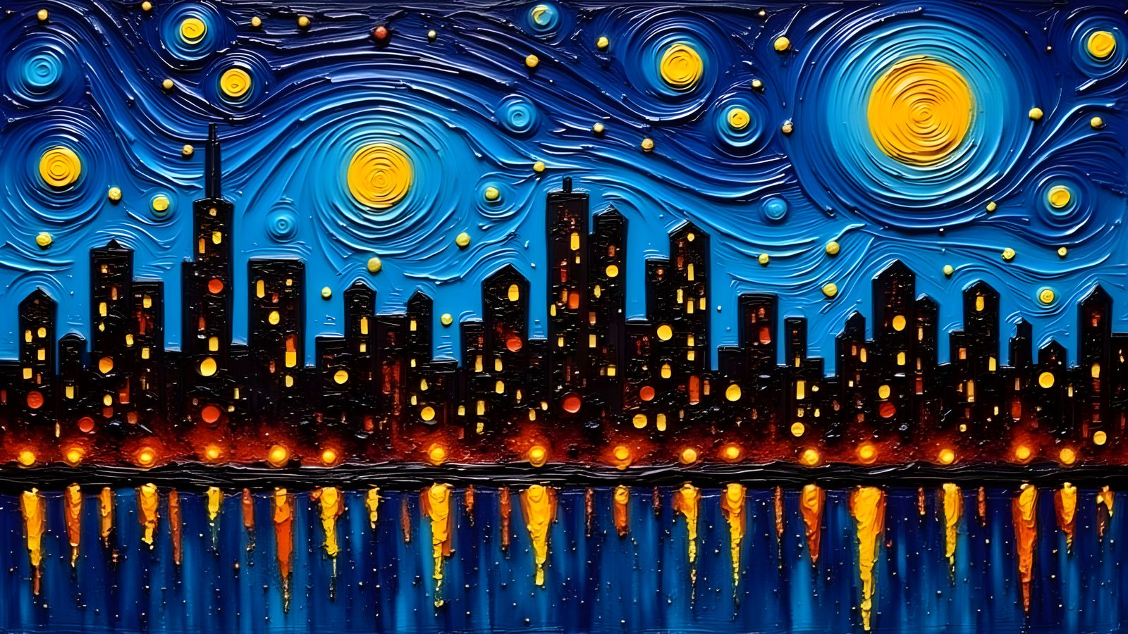 Chicago Cityscape in Abstract Expressionist Style