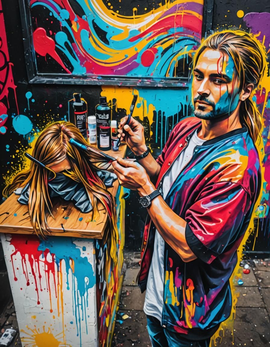 Graffiti Art: Hairdresser Dyes Hair Polychromatically