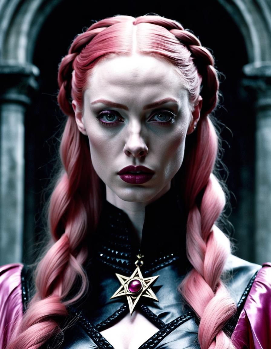 Ghost Occult Priestess in Gothic Pink Latex