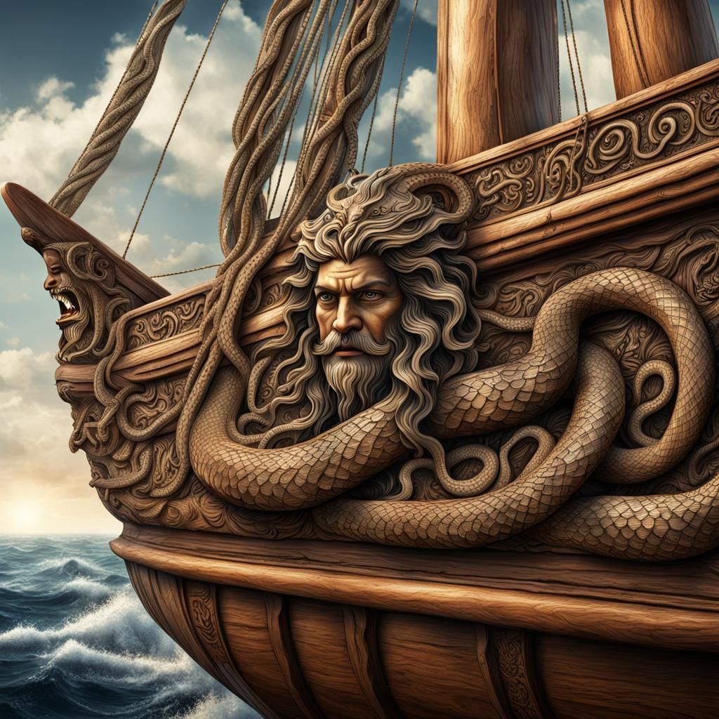 Stern of the medusa sail ship