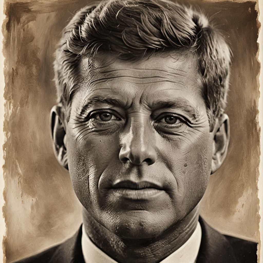 Vintage Portrait of JFK with Sepia Tone