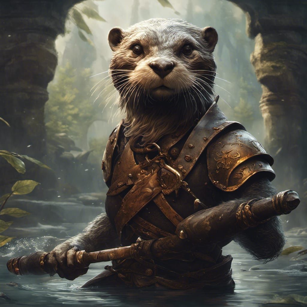 Otter Warrior in Dark Fantasy Style