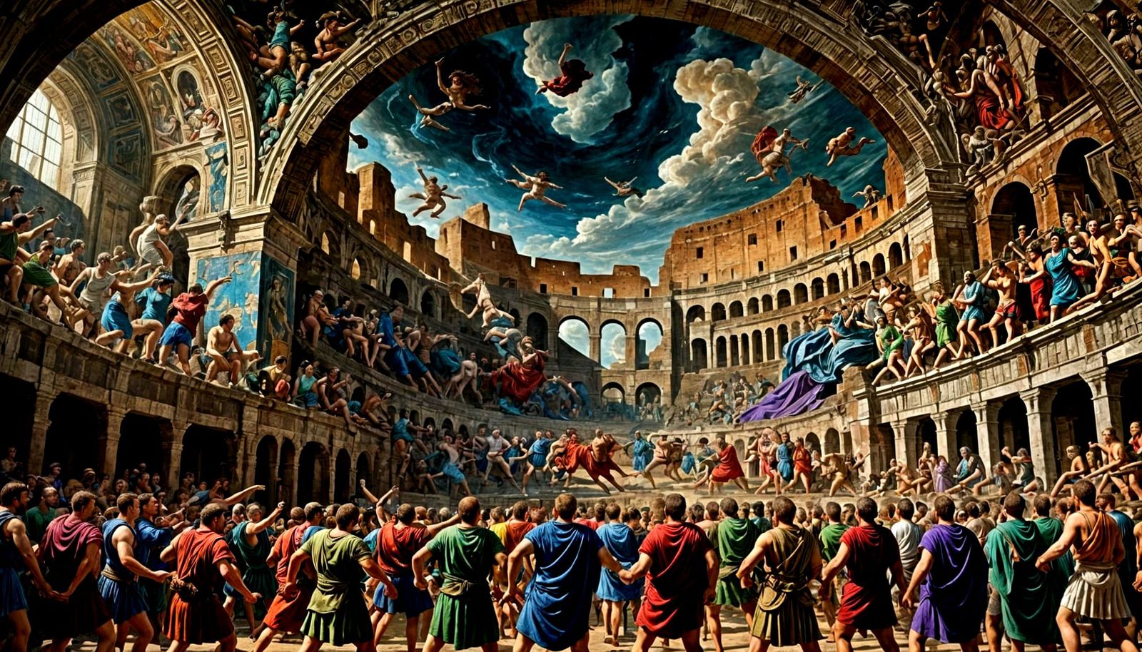 Epic Fresco Battle in Roman Colosseum