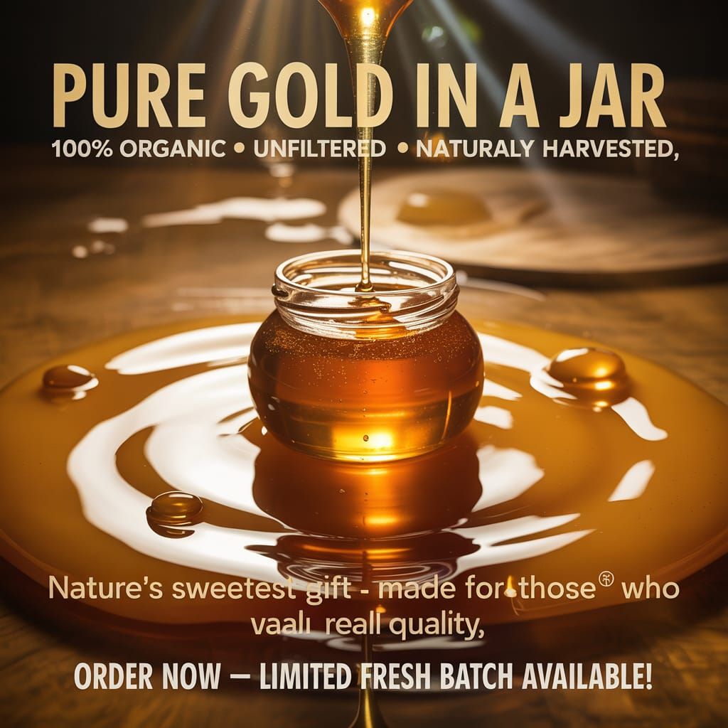 Luxurious Organic Honey Jar Product Shot