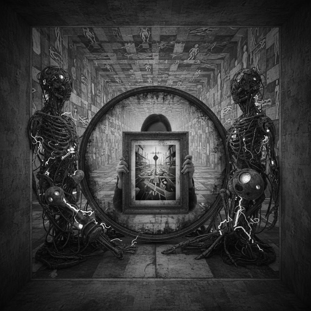 Surreal Mirror Image with Infinite Corridor