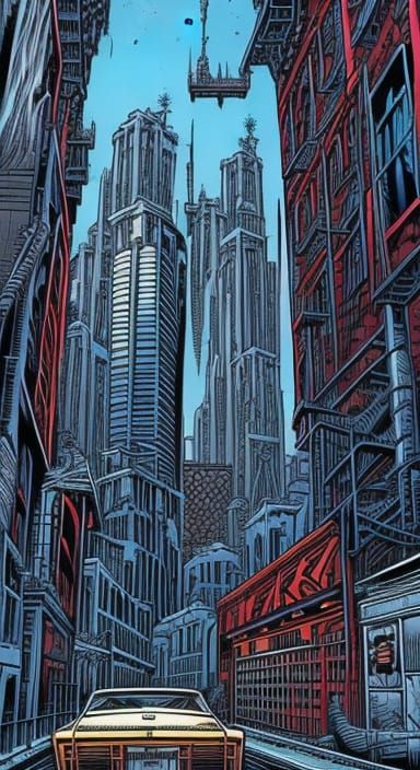 Maserati in Downtown Junction as Comic Book Art