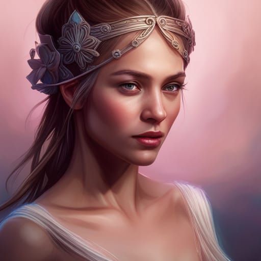 Detailed Portrait of a Princess in Art Nouveau Style