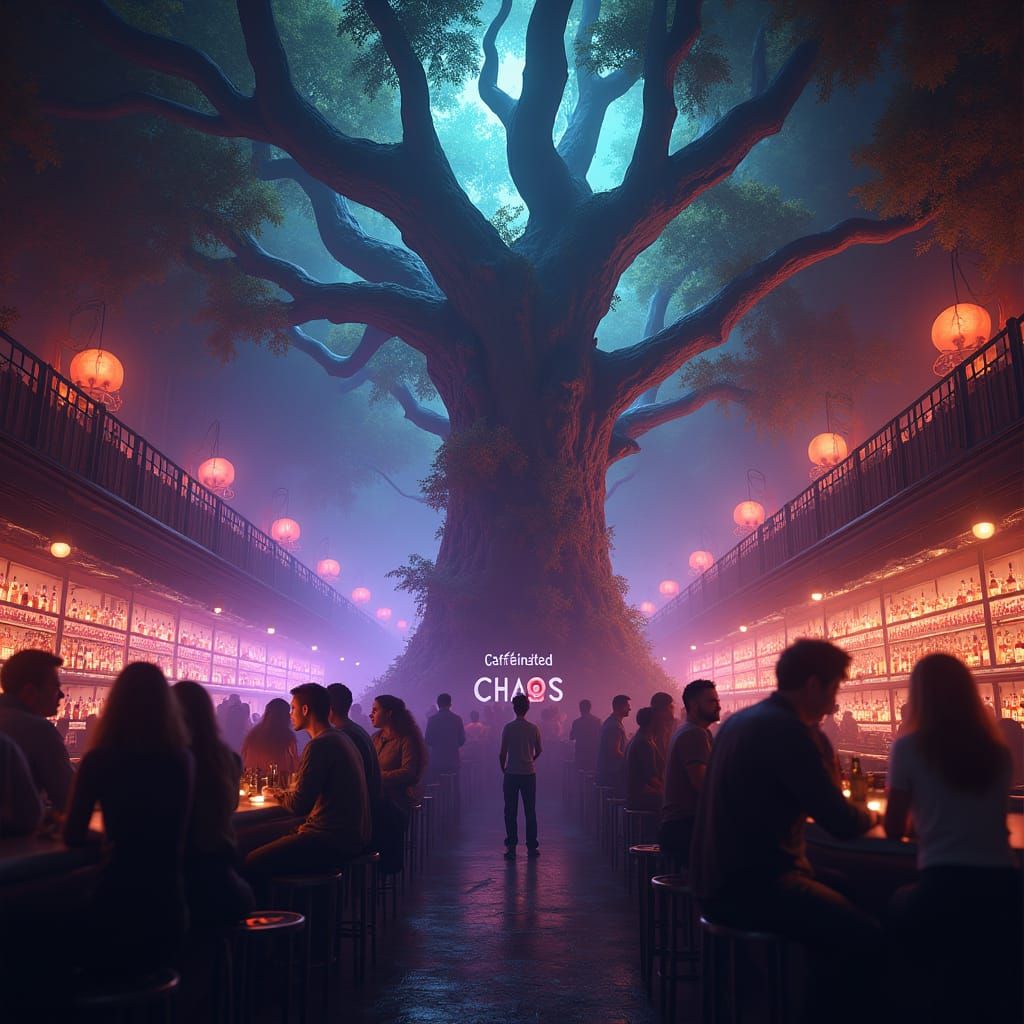 Mystical Bar Scene: Caffeinated Chaos Fantasy Art