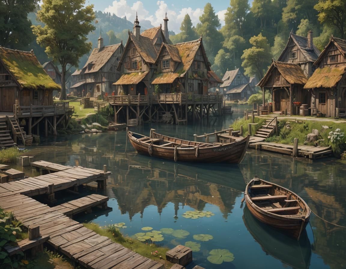Picturesque Medieval Fairy Village on the Water