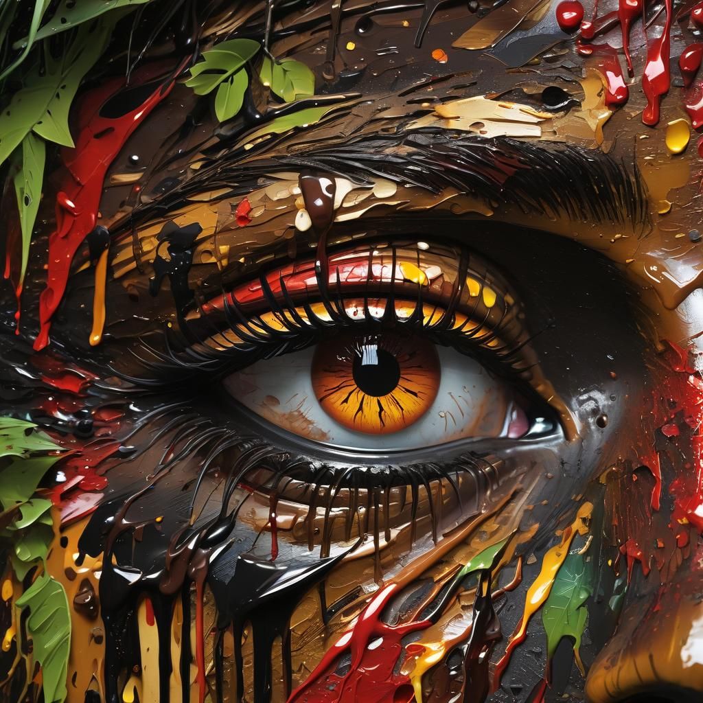 Jungle Eye in Retro Oil Painting Style