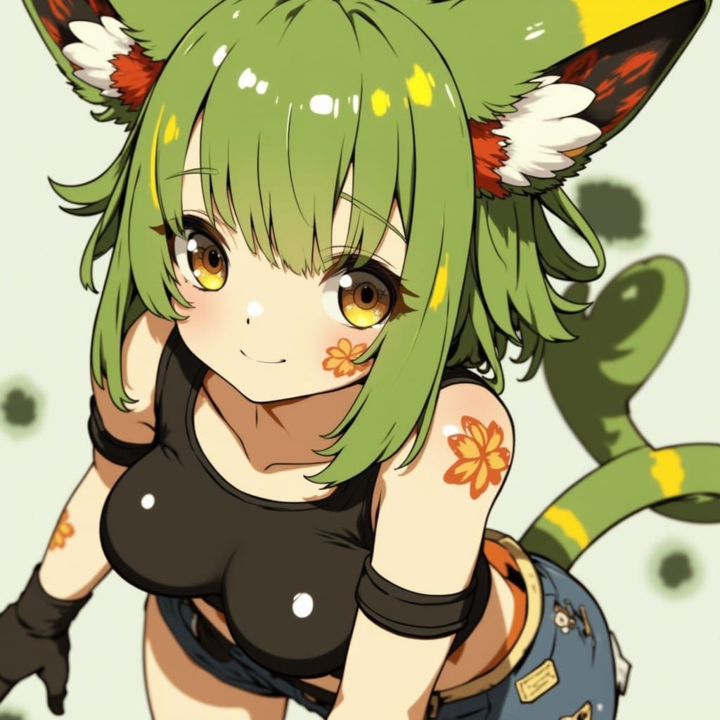 Sultry Cyberpunk Catgirl