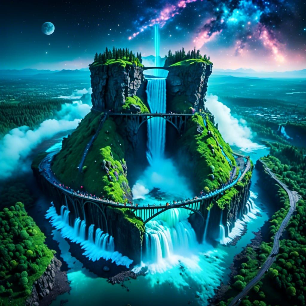 Cosmic Niagara Falls in Surreal Digital Art Style