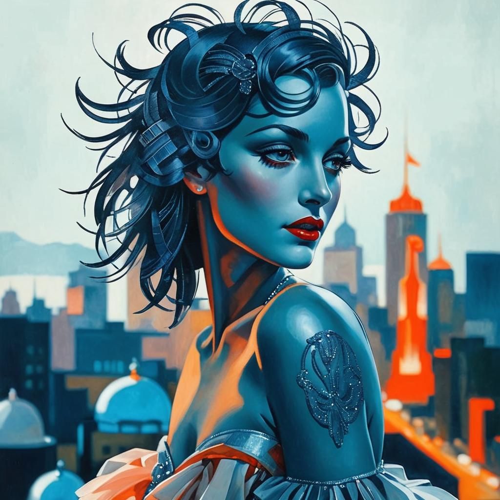 1920s Flapper Portrait in Art Deco Style