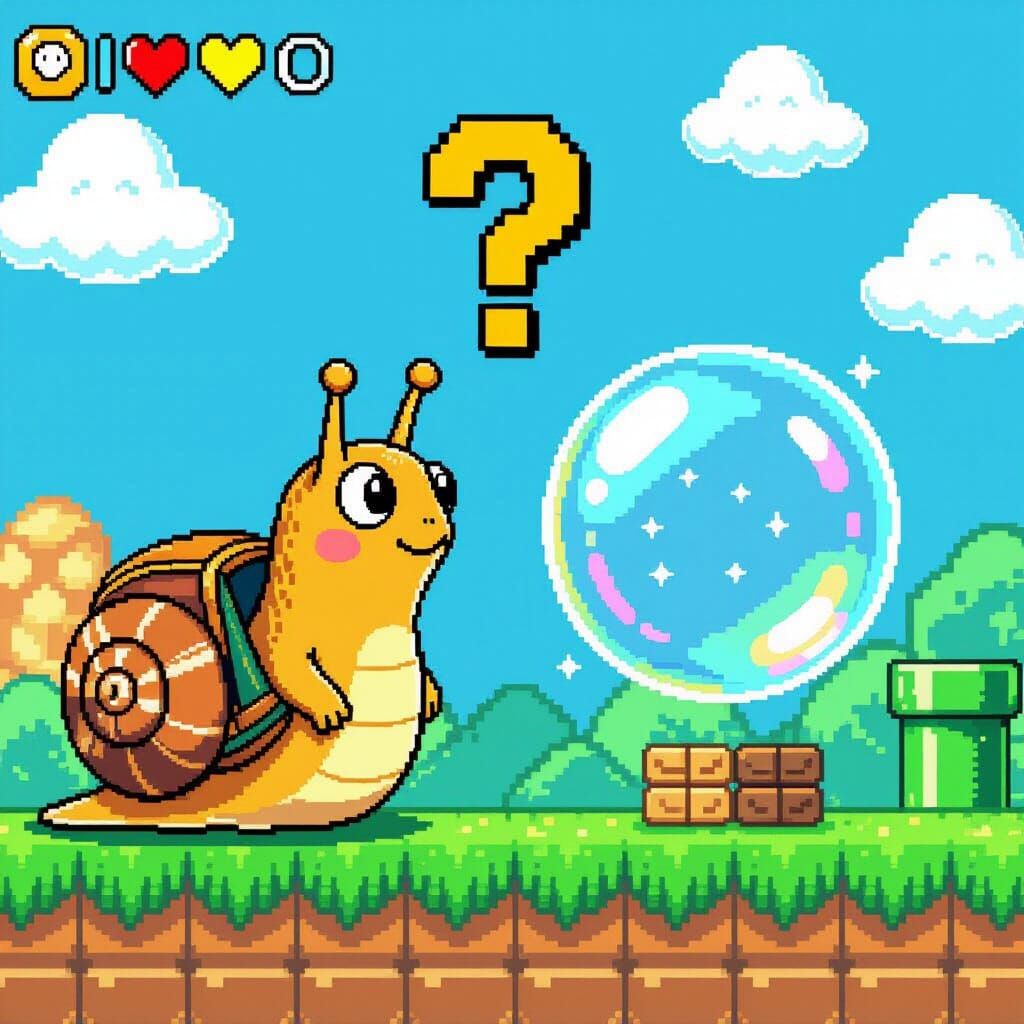 Curious Snail in 2D Platformer Style