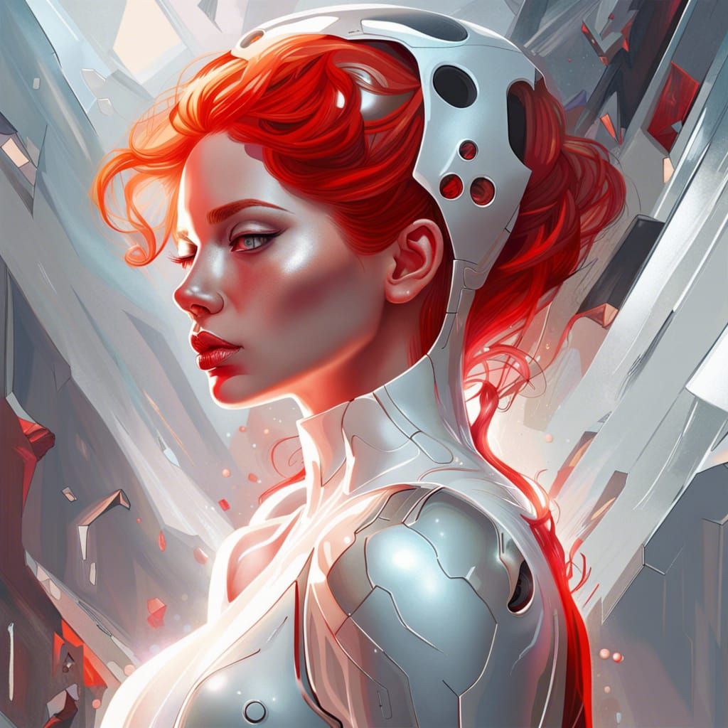 Futuristic Redhead in Hyperrealistic Splash Art