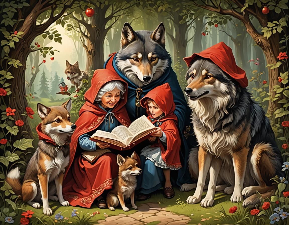 Grandmother Reads Fairy Tales: Storybook Illustration