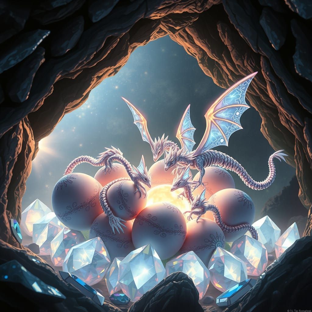 Dragon Eggs Unfurl in a Hidden Cave of Glowing Jewels