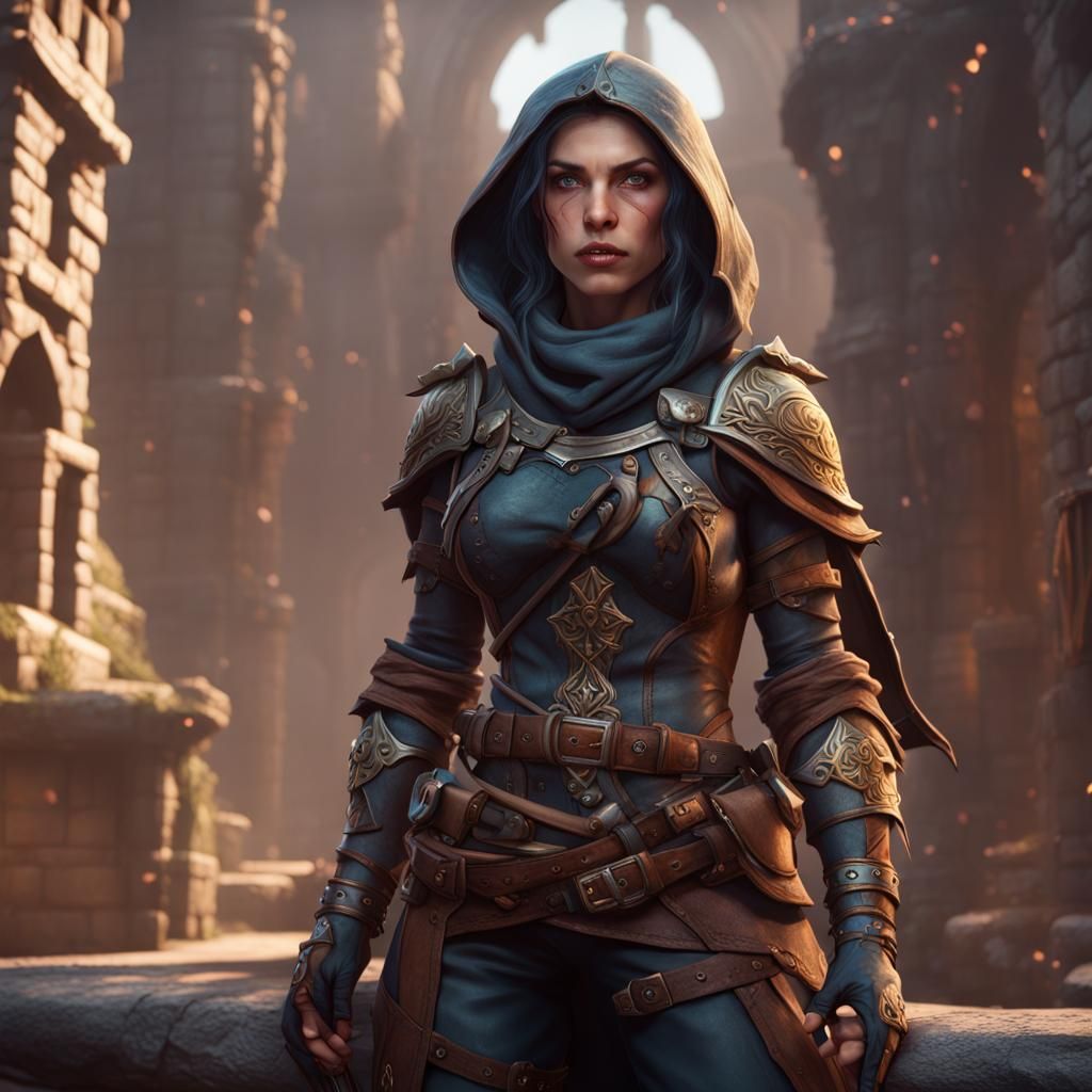 Fantasy Female Rogue in Detailed Matte Painting