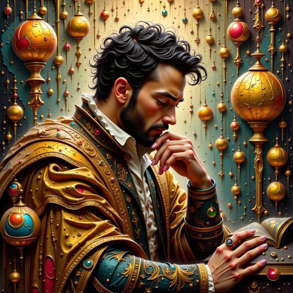 Renaissance Man in Abstract Cubist Dreamscape