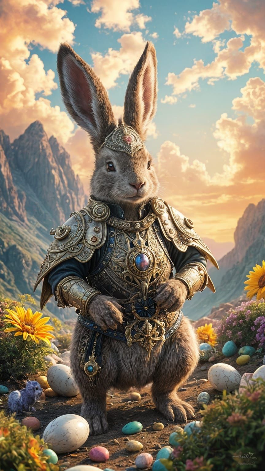 Fantastical Easter Bunny in Triadic Colors