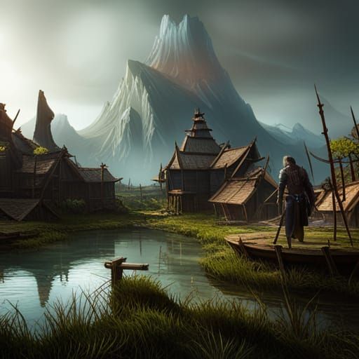 Dark Tar Pit Swamp Environment in Assassin's Creed Style