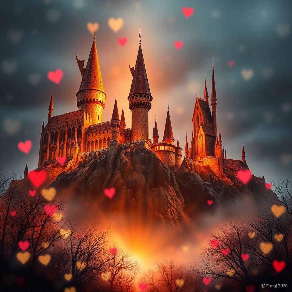 Hogwarts Castle Illuminated by Divine Light