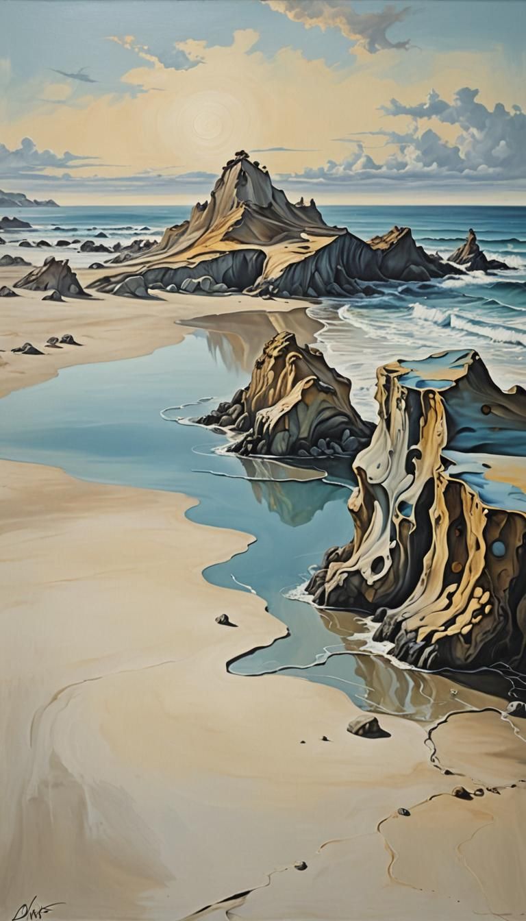 Surreal Pacific Coast Beach in Dali Style
