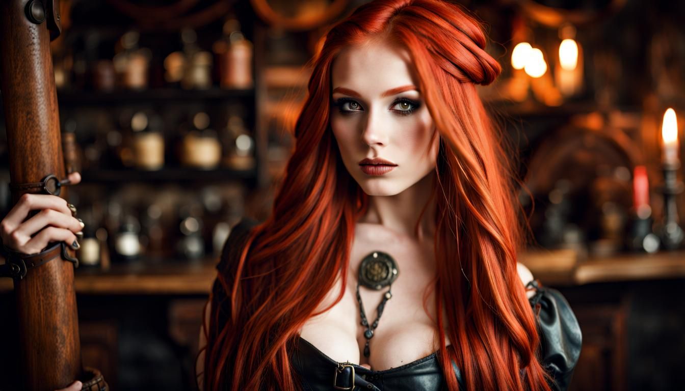 Fantasy Tavern Wench with Red Hair