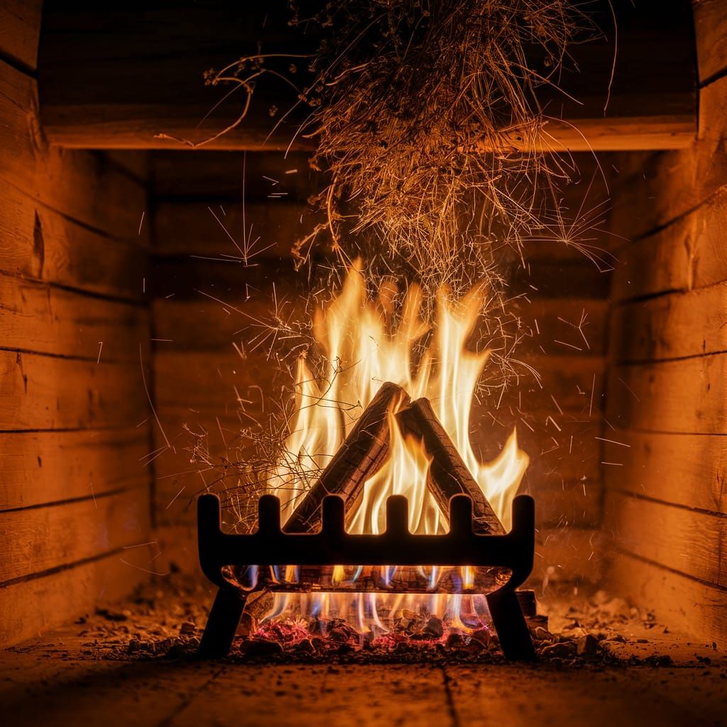 Weeds Ignite in a Cozy Cabin Fireplace