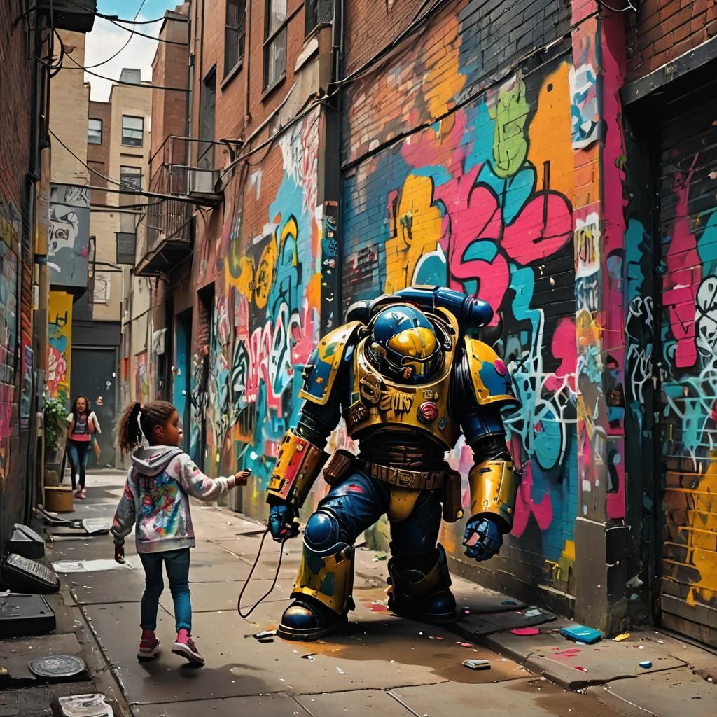 Space Marine Skipping Rope, Graffiti Art Style