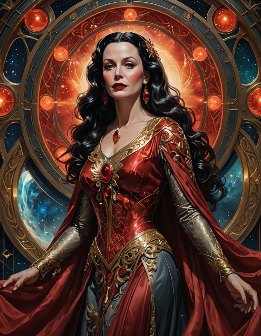 Celestial Hedy Lamarr Portrait in Digital Art Style