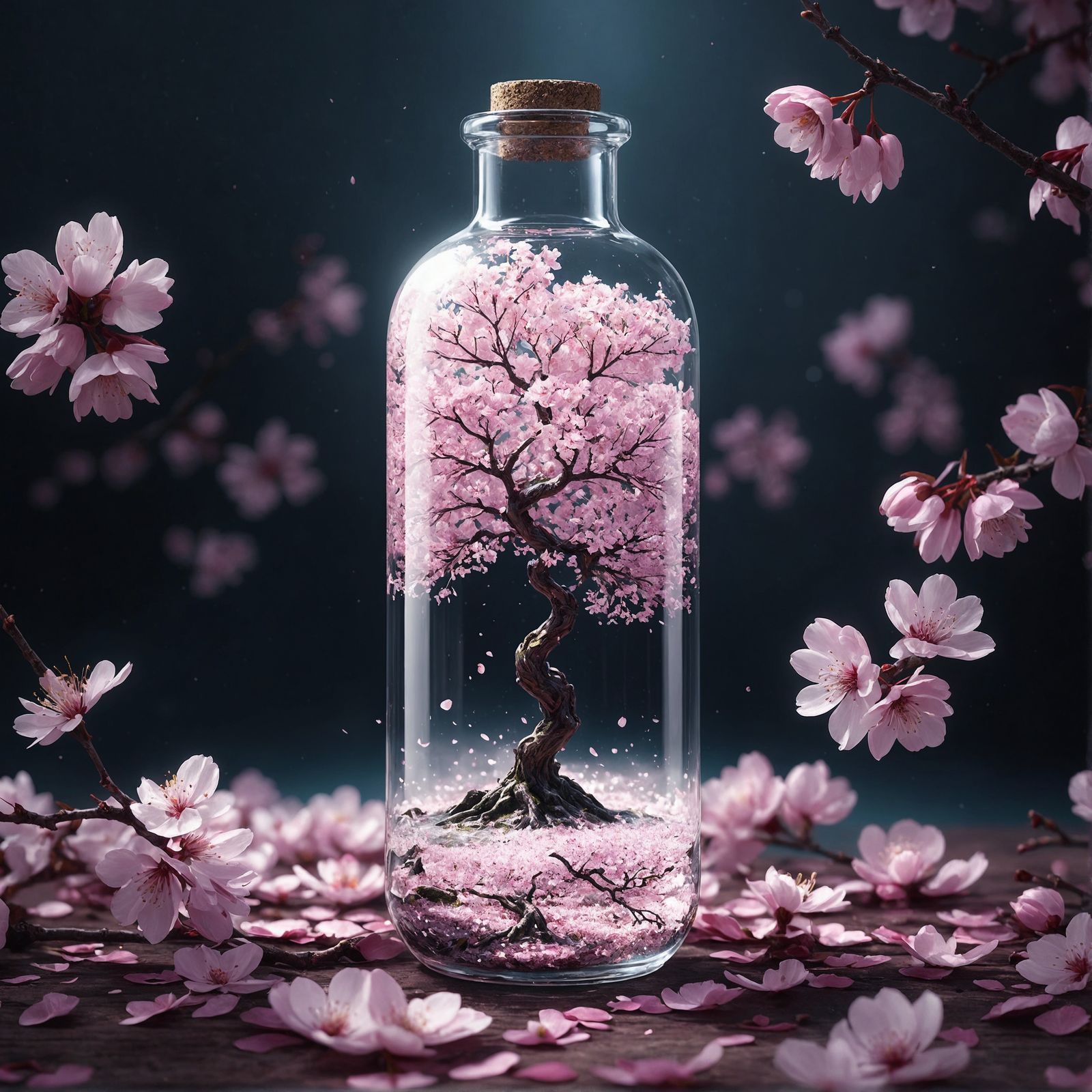 Cherry Blossom Tree in a Glass Bottle