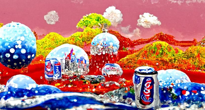 SodaPunk Landscape with Bubbles and Soda Sculptures