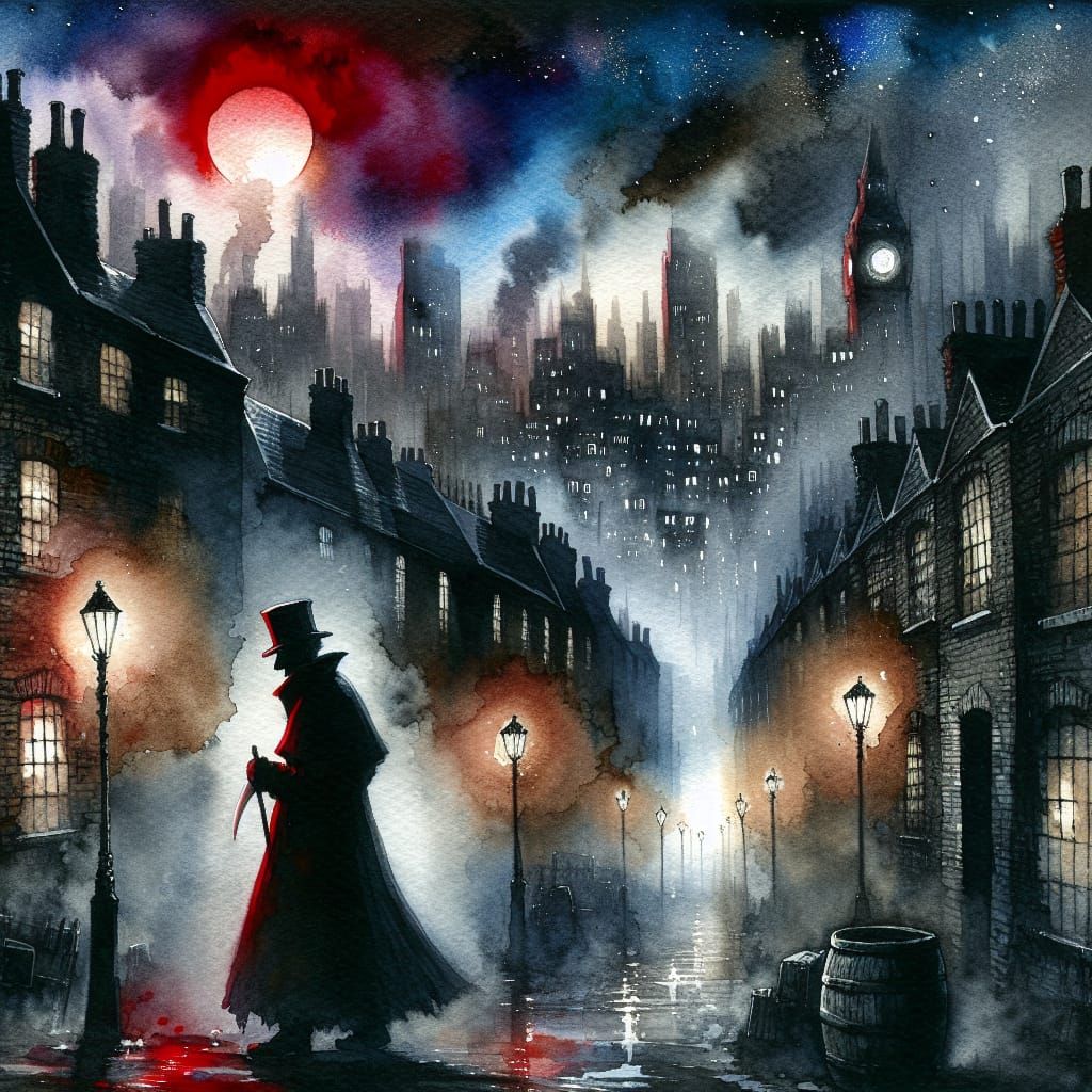 Jack the Ripper in a Watercolor Masterpiece