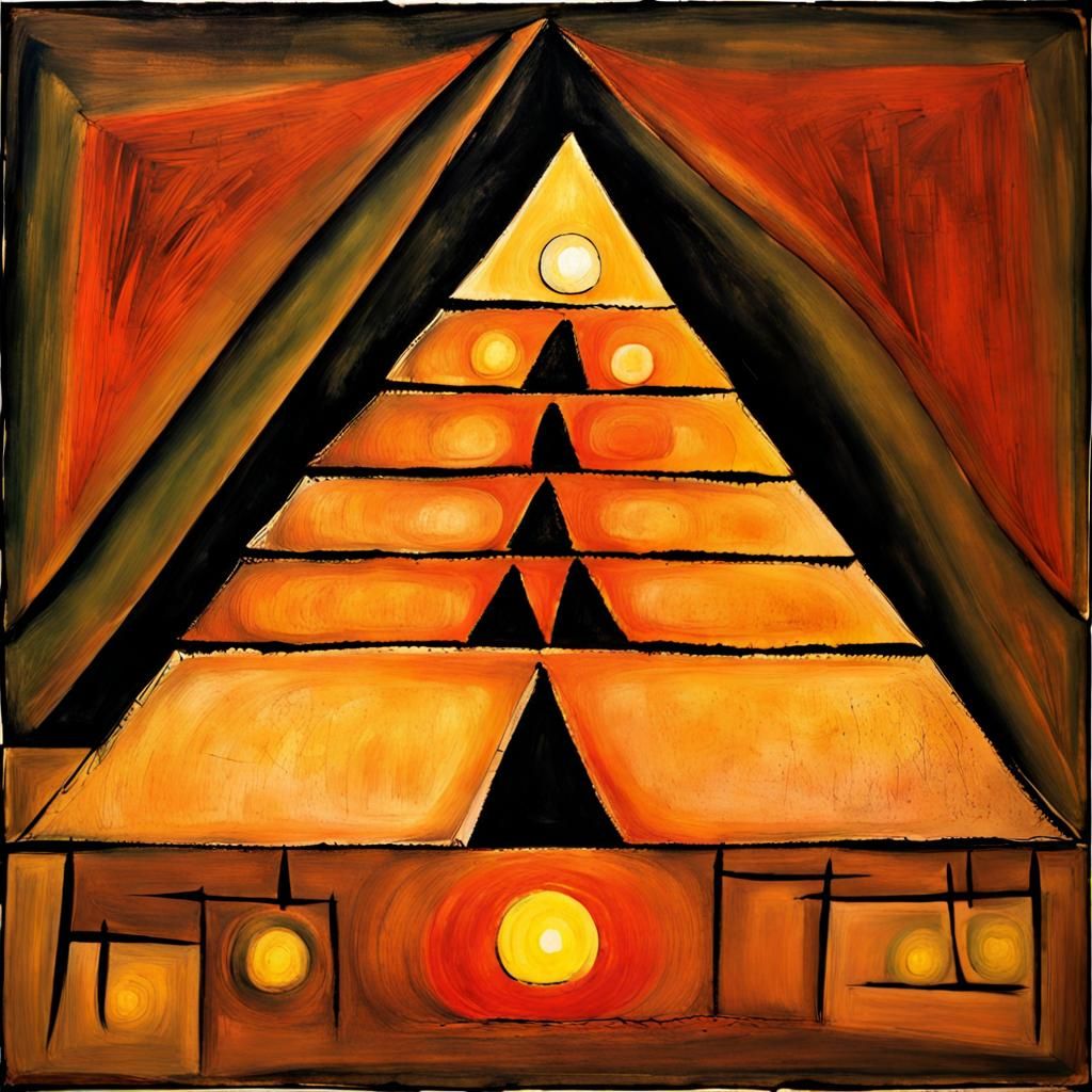 Cave painting of a pyramid by Paul Klee