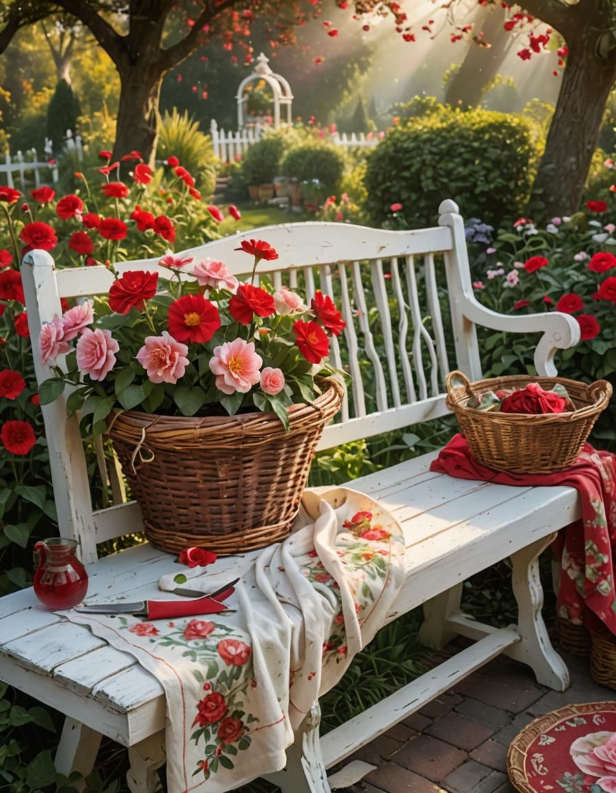 Ethereal Garden Bench in Dreamy Light