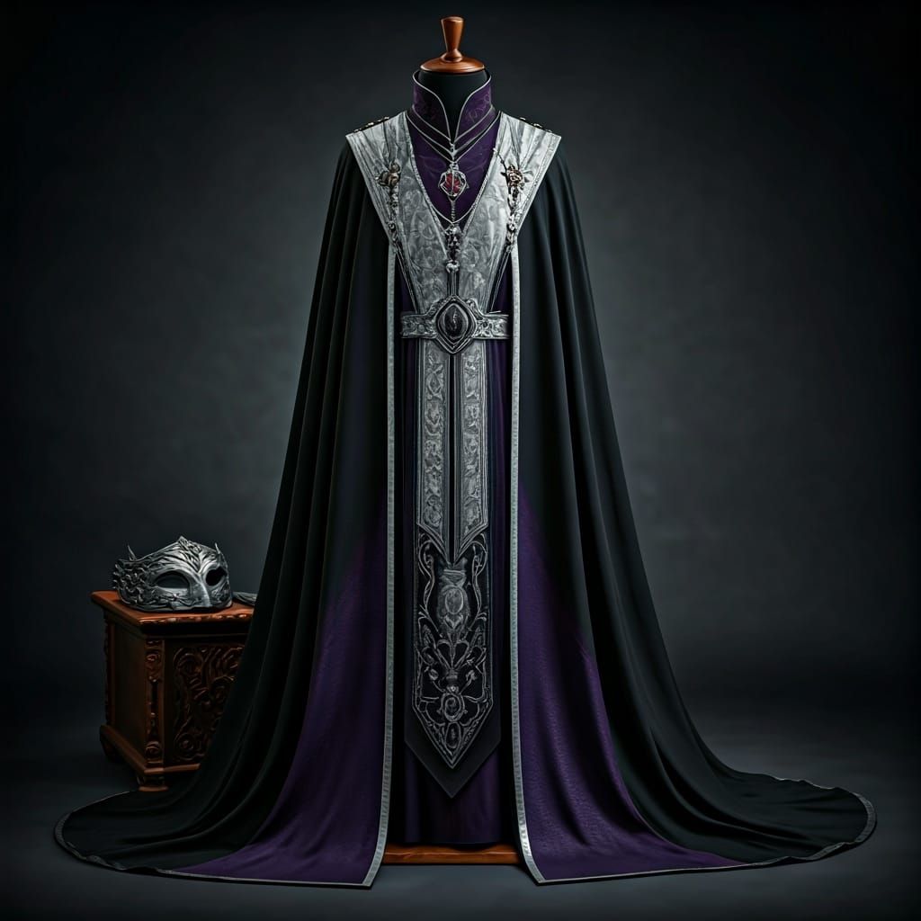 Ornate Ceremonial Robe with Silver Sashes