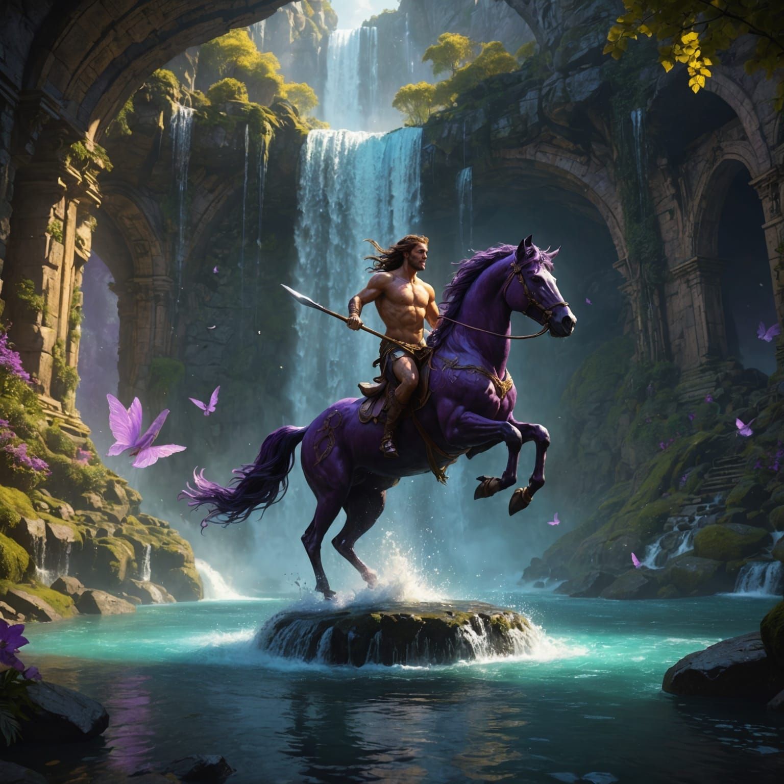 Majestic Centaur and Fairies in Dark Fantasy Art