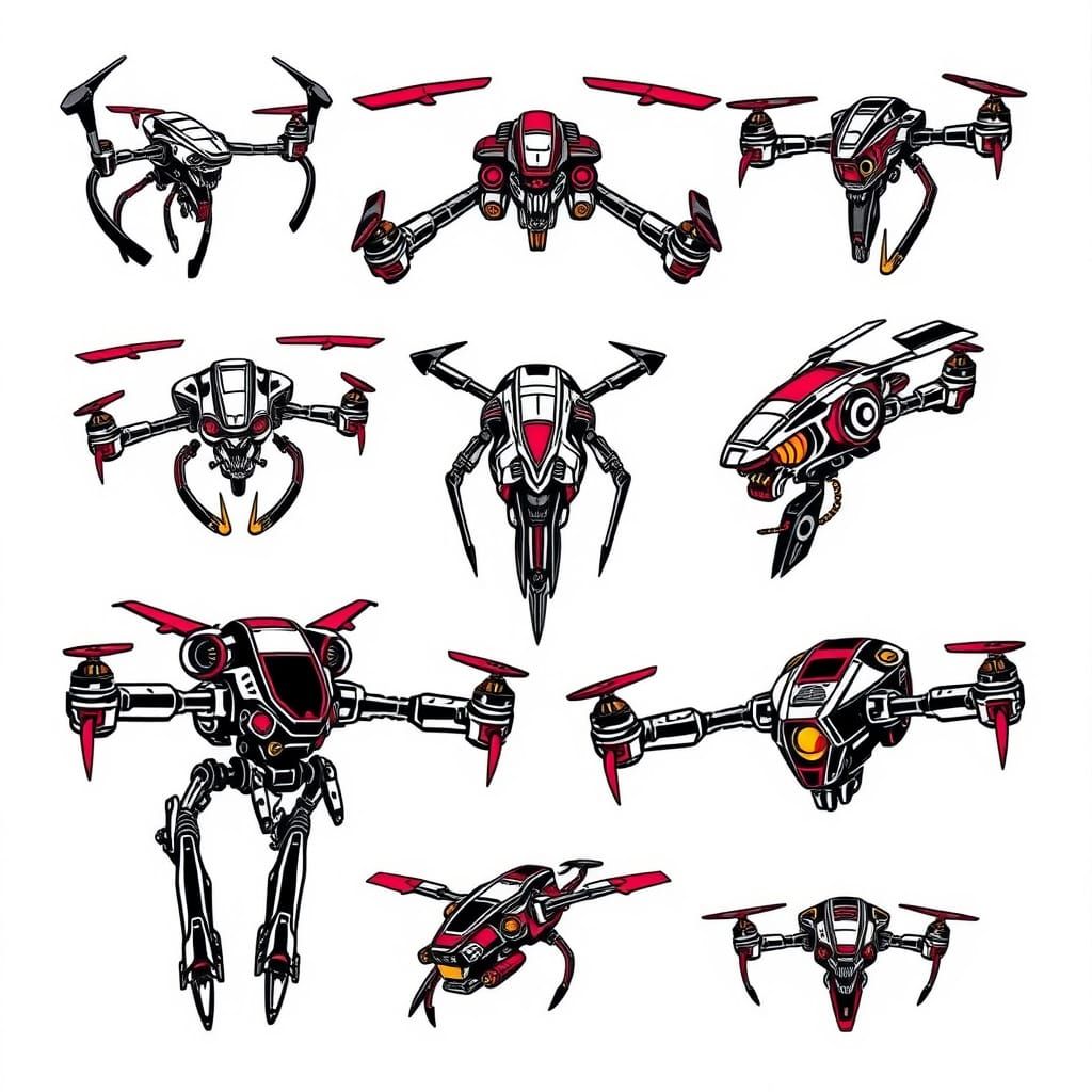 Mecha Drone Tattoo Designs in Tribal Art Style