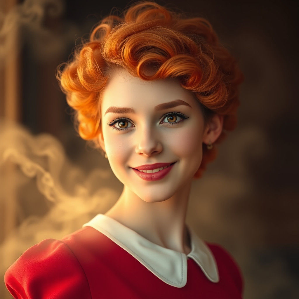 Portrait of a Smiling Woman with Orange Hair