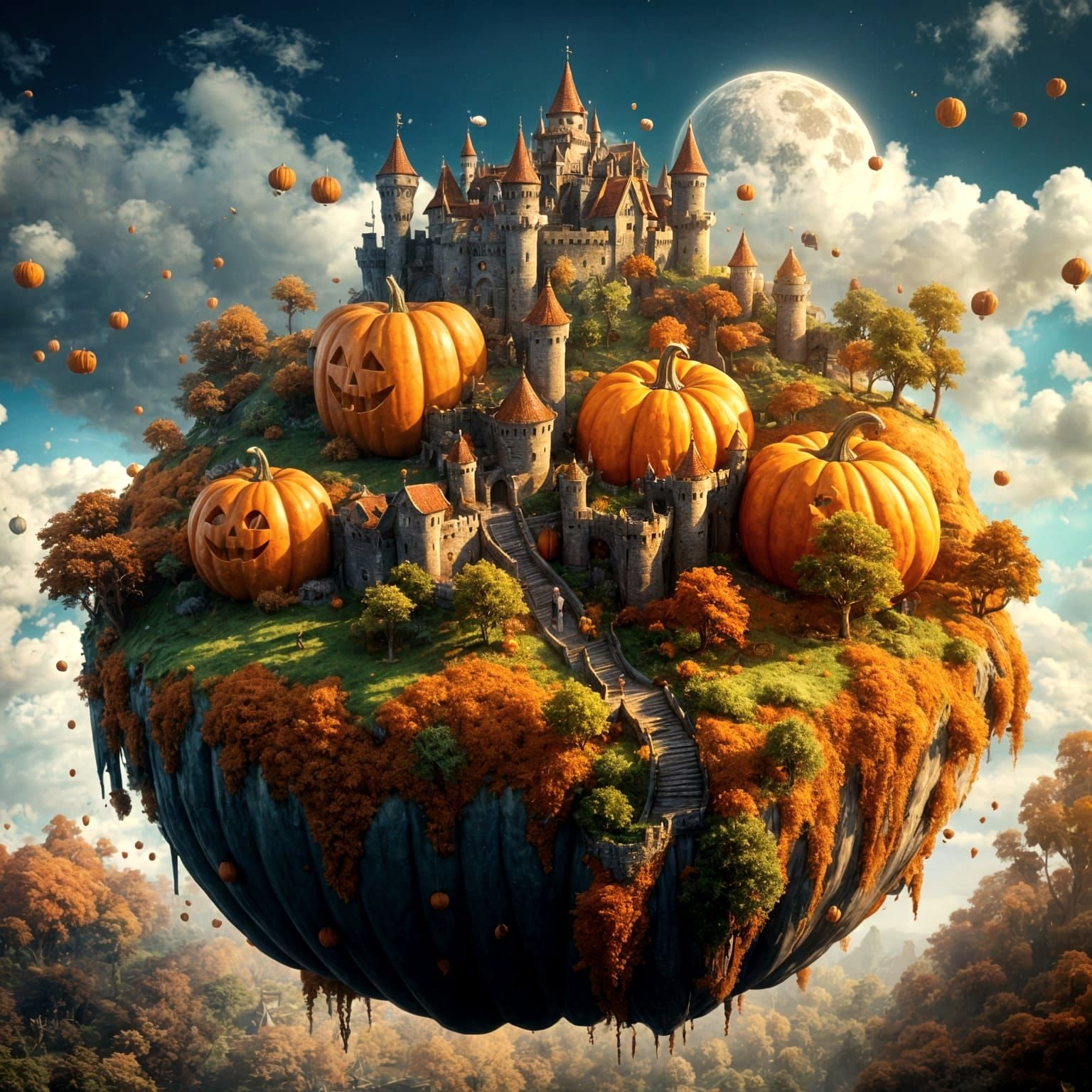 Fantasy Pumpkin Island City on Artstation