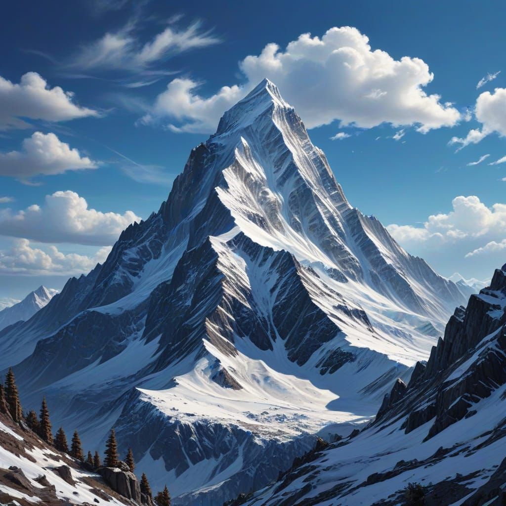 Snow-Covered Mountain Range in Comic Book Style