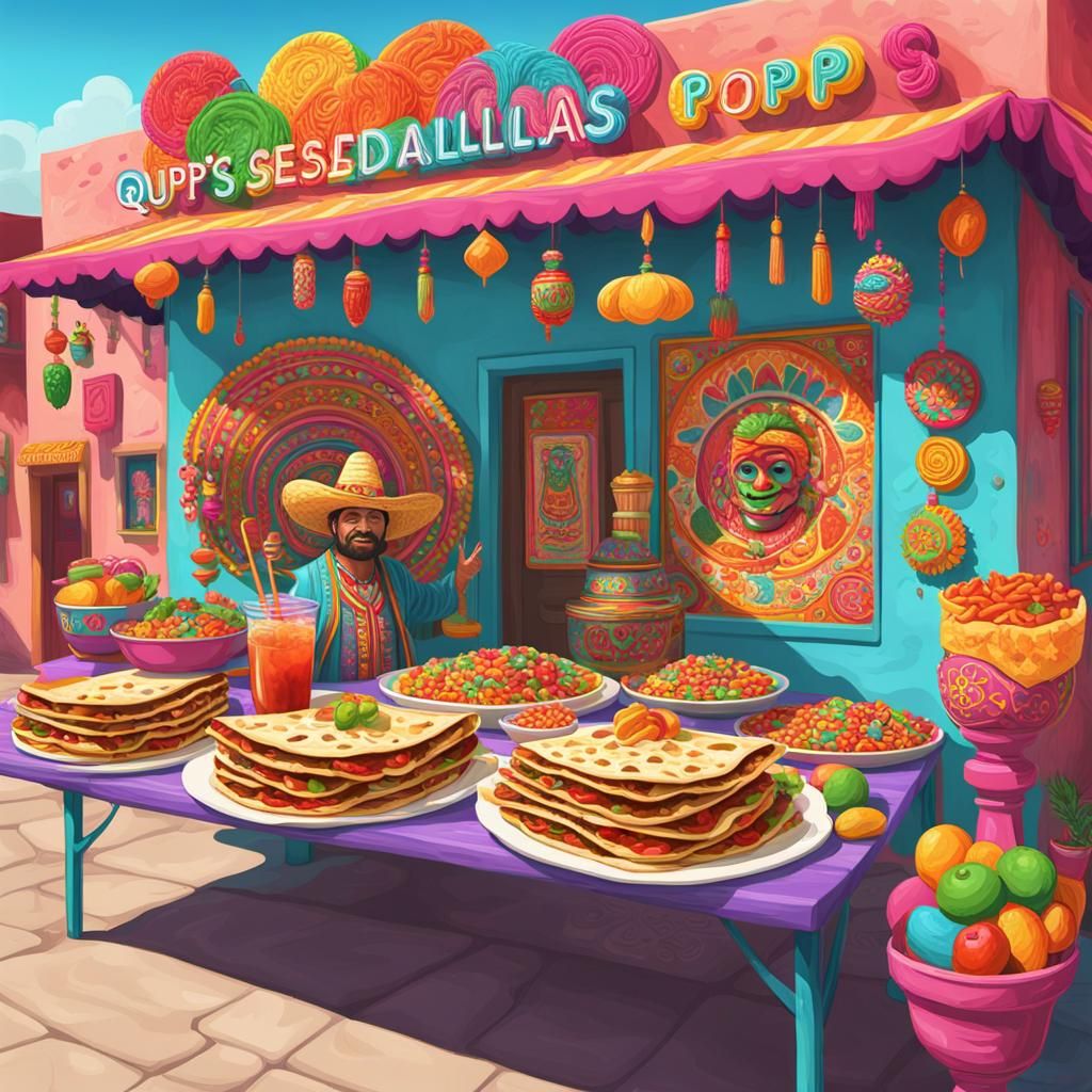 Menacing Pop's Quesadillas Stand in Candy Art Style
