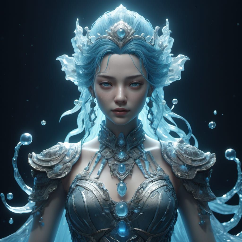 Enchanting Water Nymph in Majestic Classical Attire