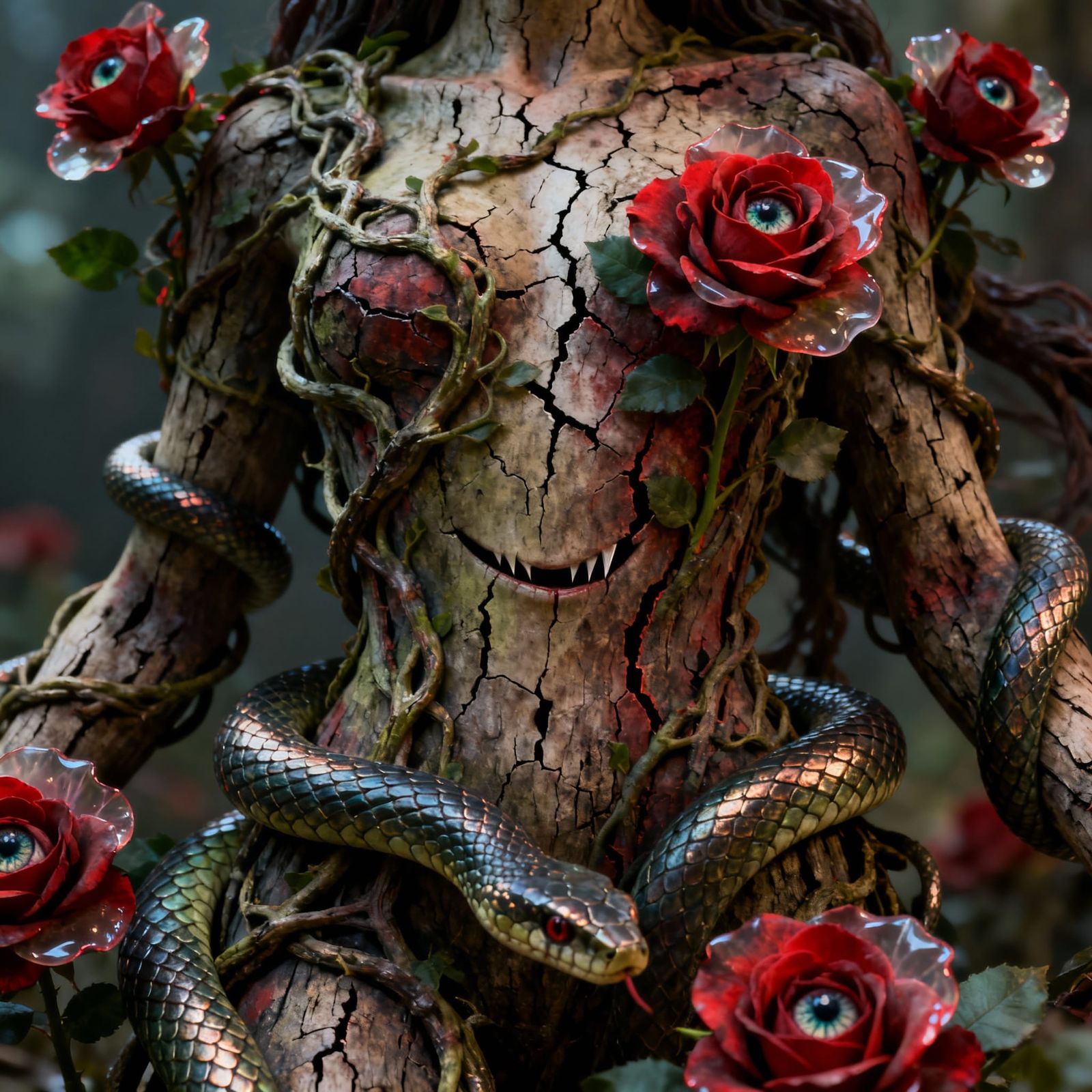 Goddess of Vines and Roses with Serpent Embellishments