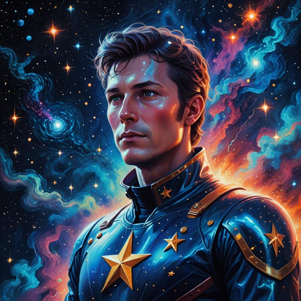 Starman in the Sky: Surreal Oil Painting