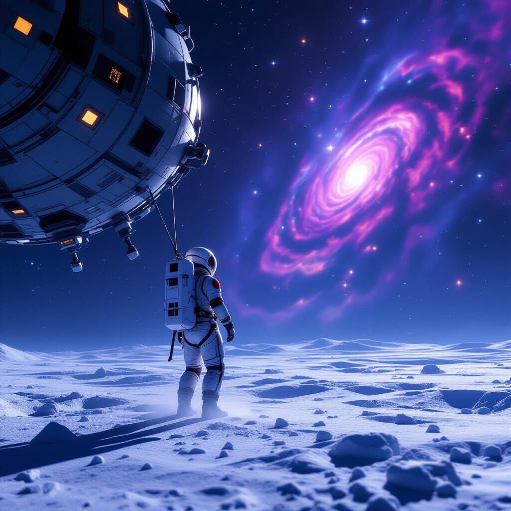 Astronaut Adrift in Cosmic Nebula, Hyperrealistic Space Scen...