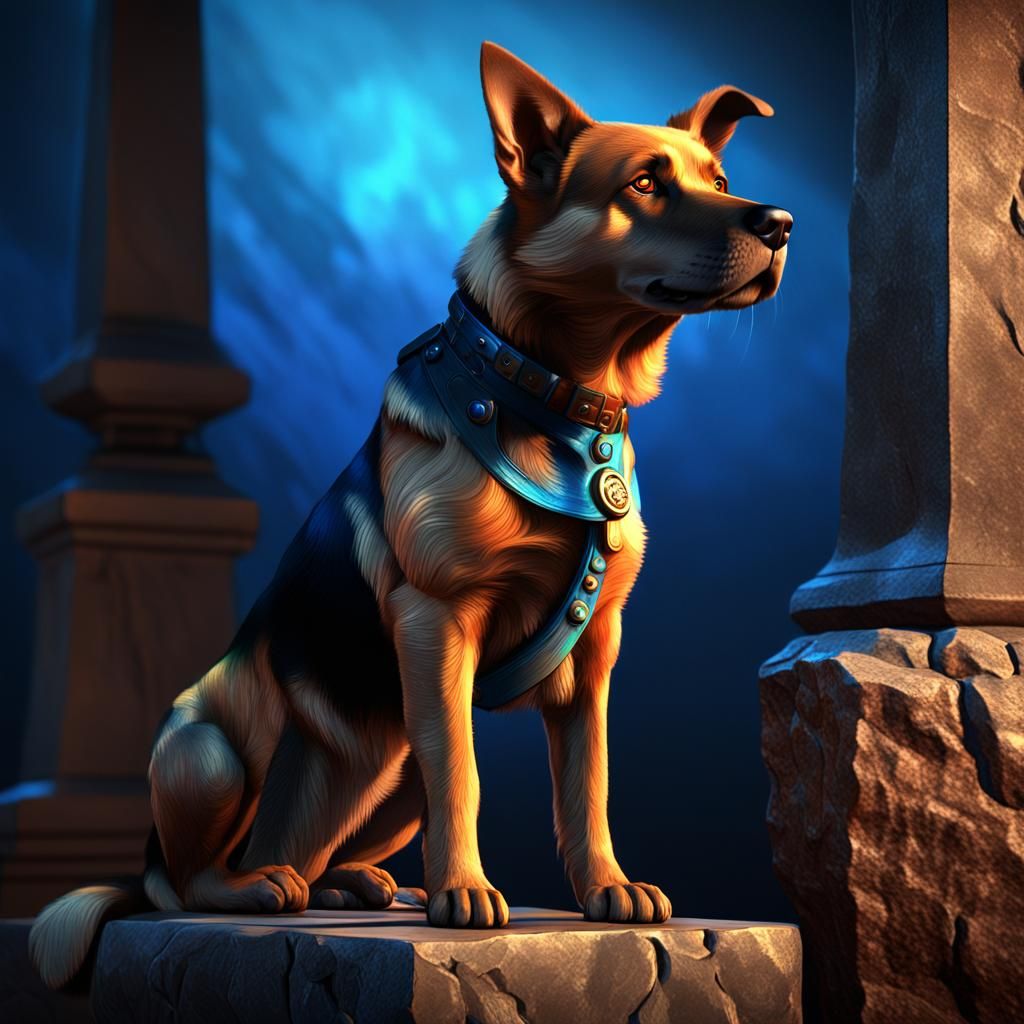 Dog on Pedestal in Unreal Engine 3D