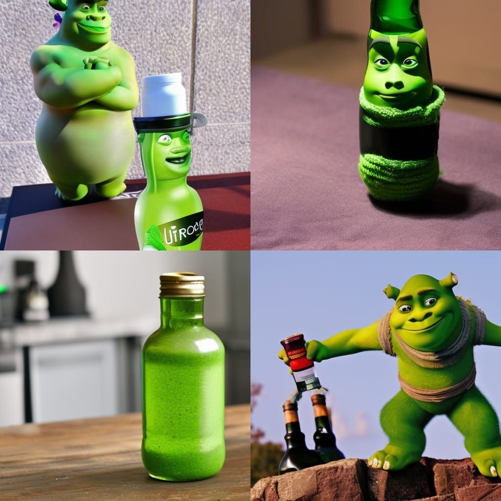 Shrek-Shaped Bottle: An AI Generated Image